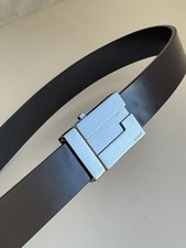 VTGAuthentic Gucci drk brown Leather Belt Silver Buckle Italy037-2194-1234-70-28