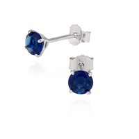 Paar 925 Sterling Silber Rhodiniert Ohrstecker Blau Zirkonia 5Mm 5333