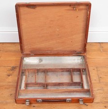Vintage Artists' Wooden Storage Box Travel Case for Art Supplies - 7 × 35 × 44cm