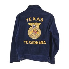 Vtg 80s National FFA Jacket Navy Corduroy Texarkana Texas Chainstitch Sz 36 USA