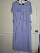 Mother Of The Bride Lilac Chiffon Draped Layered Floral Bead Cap Sleeves Sz 20W