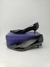 Stuart Weitzman Women's Size 8 Black Patent Point Toe Slip on 1.5" Heels Wide