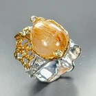 GEM 12 ct+ Natural Rutilated Quartz Ring 925 Sterling Silver Size 8 /R474142