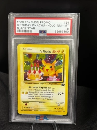 Birthday Pikachu Holo #24 Black Star Promo Pokémon PSA 8 🎂🎈