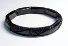 Vintage Carved WHITBY JET BRACELET - Elasticated