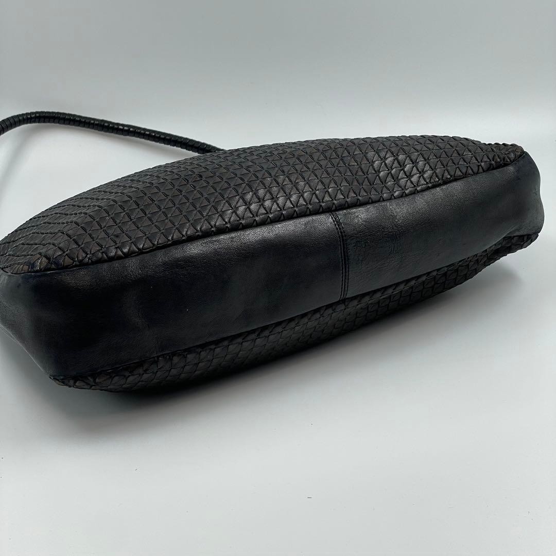 Bottega Veneta Women's Shoulder Bag Hobo Leather Intrecciato Black Vintage thumbnail 15