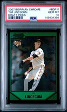 2007 BOWMAN CHROME DRAFT PICKS #BDP11 TIM LINCECUM ROOKIE RC PSA 10