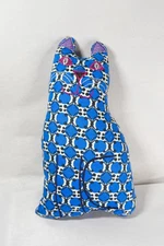 Handmade Blue Cat Stuffie Cotton Print Fabric Stuffed Animal Pillow Kitty