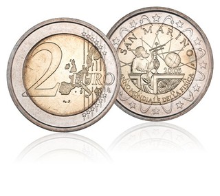 San Marino 2 Euro 2005 st Galileo Jahr der Physik in Kapsel