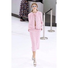 CHANEL SS16 Runway Pink Tweed Jacket  Skirt Suit Set FR 46 US 14 Karl Lagerfeld