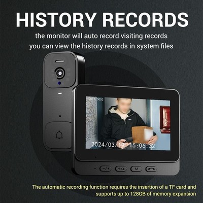 4 3 Smart Video Doorbell with Large Screen Wireless Intercom HD Video Monitor