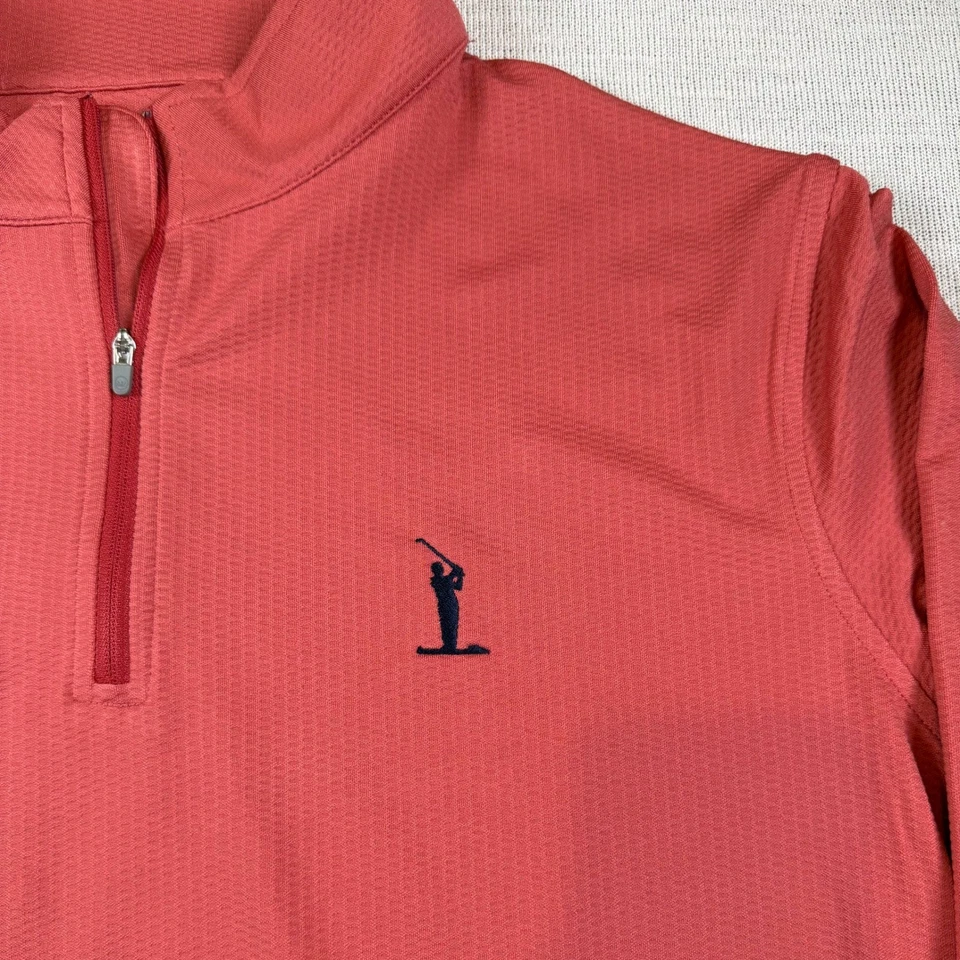 Nuevo con etiquetas Pullover de Golf Peter Millar Para Hombres Coral 1/4 Cremallera Bordado Golfista Grande - L Foto 3 de 4