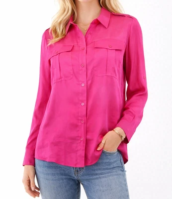 Bluse Catnoir Pink 40 42 Damen Hemd Shirt Tunika Oberteil Rosa Glanz Elegant Neu - Bild 1 von 4