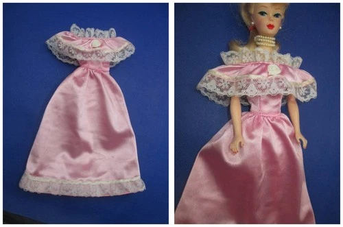 Vintage Barbie Clothes ~❤️~ Pink Bride's Maid Gown with Purple Tag #336