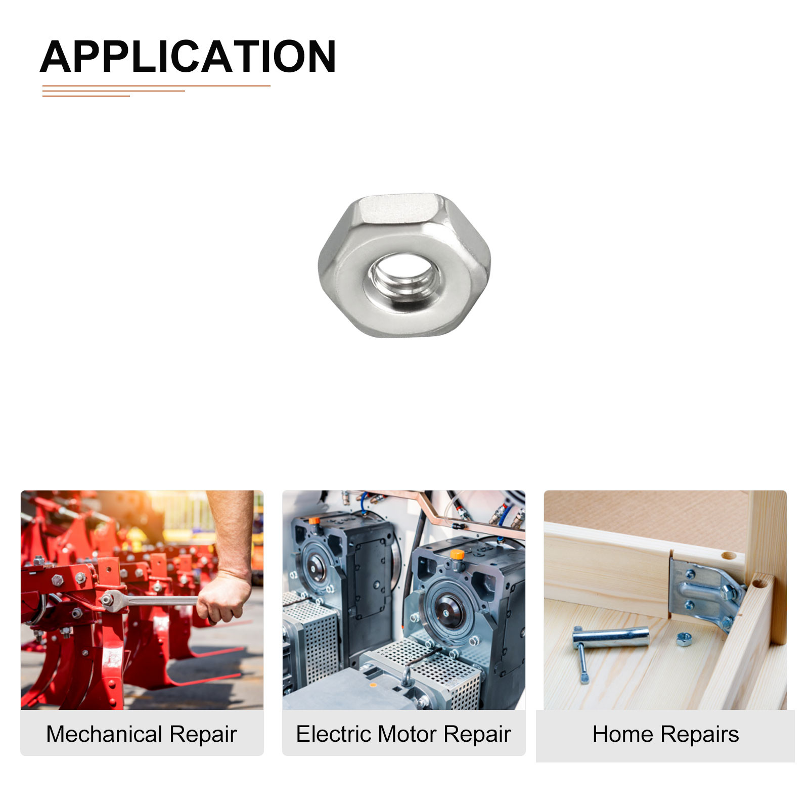 100 Pack #6-32(UNC) Hex Nuts 304 Stainless Steel Hexagonal Nuts - Silver Tone