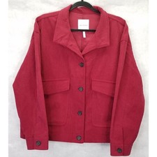 Avec Les Filles Cropped Corduroy Jacket Women XL Shacket Raspberry Red Preppy