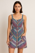 Urban Outfitters Ecote Boho Mini Dress Button-Down Adjustable Straps XS