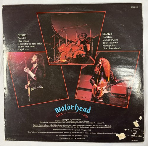 Motorhead Overkill 10 Track Viny LP Rock/Heavy Metal - Picture 2 of 3