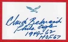 CHUCK BEDNARIK Signed Index Card - Pro Football Hall of Fame HOF Autograph 
