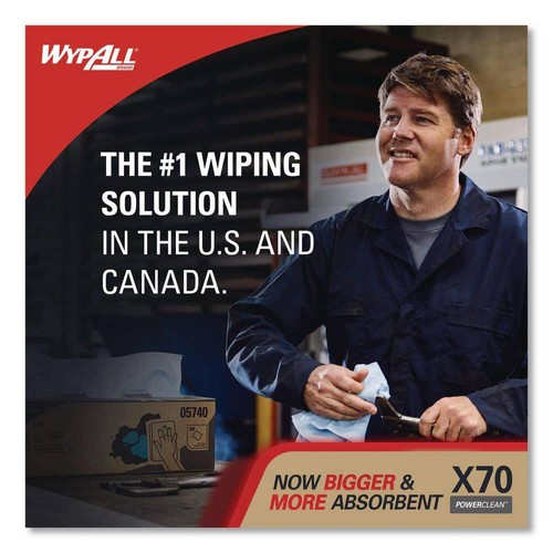 WYPALL X70 Cloths, POP-UP Box, 9-1/10 in. x 16-4/5 in., White, 100/Box, 10 - Picture 4 of 7