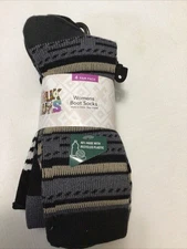 Muk Luks Gray And Black Set Of Four Boot Socks One Size Fits Most