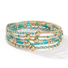 5Pcs/Set Boho Colorful Beads Bracelet Simple Multilayer Stackable Stretch Bracel