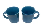 2 Pcs Fiesta Ware FiestaWare 15 Oz Coffee Mugs Blue 3 3/4” Around X 3 7/8” Tall