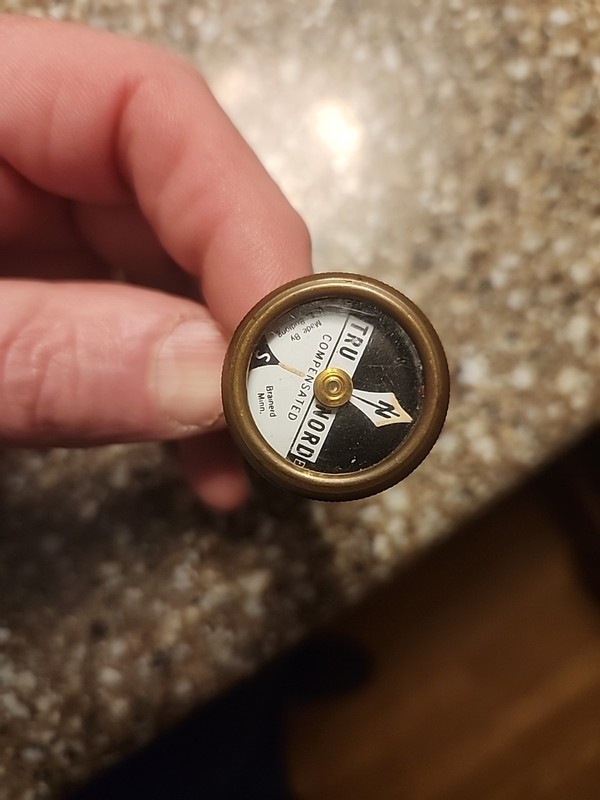 Vtg TRU NORD Brass Compensated Compass, V E Budlong, Brainerd, Minn.