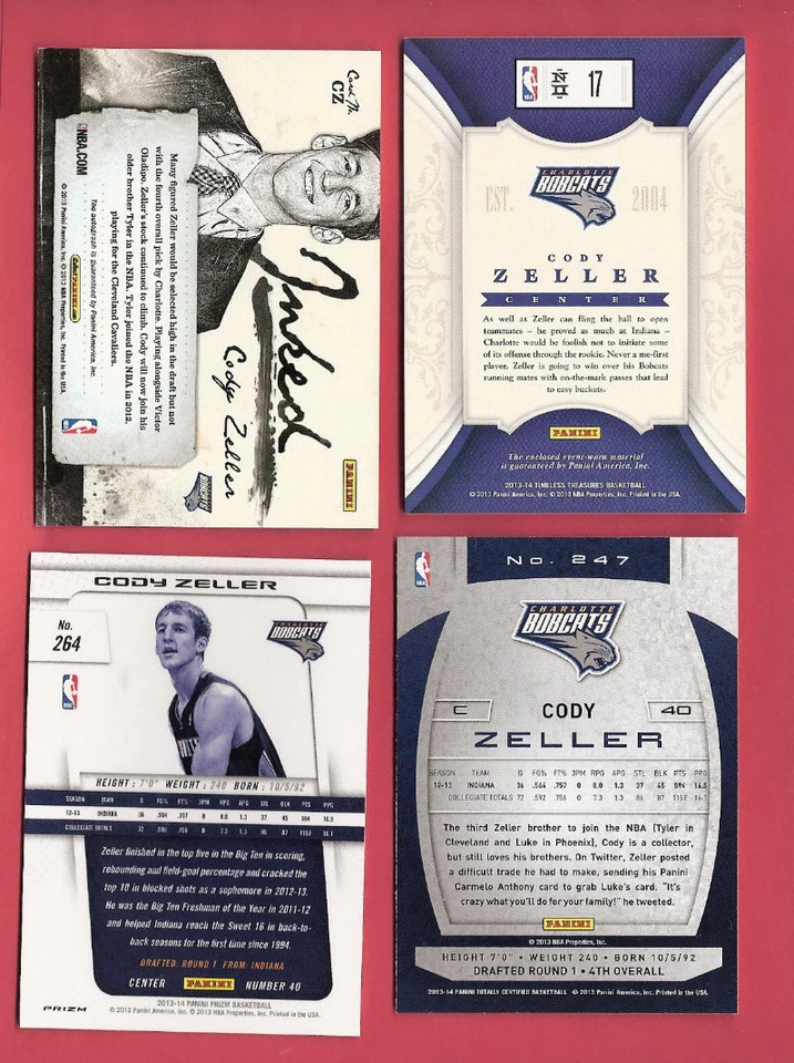 CODY ZELLER Autograph AUTO + ROOKIE JERSEY +PRIZM RED BLUE REFRACTOR RC CARD  IU - Image 2 of 2