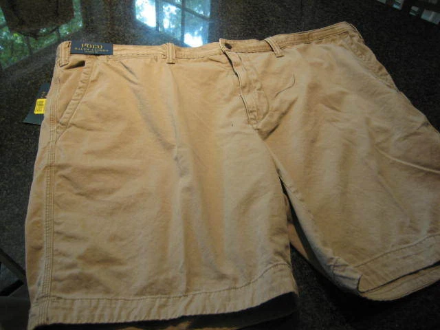 NWT - Mens RALPH LAUREN Khaki Flat Front CLASSIC Fit Shorts (Size 50)