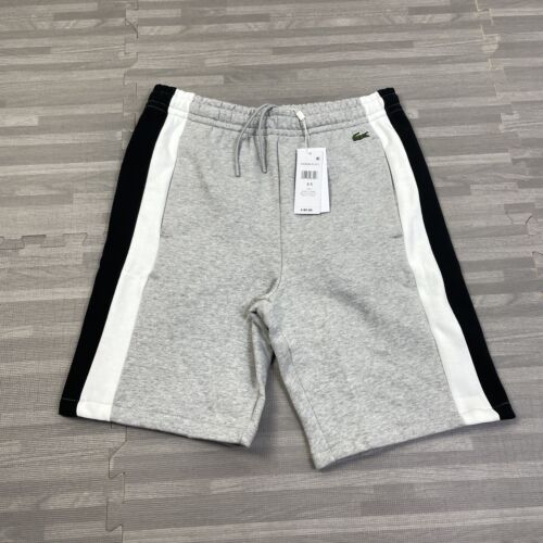 Lacoste Brushed Fleece Colorblock Shorts Mens Size 3 Small Gray Black GH5584 $85