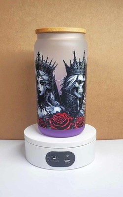 Halloween Gothic Skeleton King & Queen  - 16 Oz Libbey Cup Drink Glass Beer Can