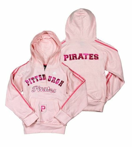 Adidas MLB Baseball Youth Girls Pittsburgh Pirates Hoodie Sweatshirt, Pink - Picture 3 of 6