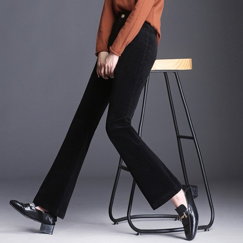 Women Corduroy Bell Bottom Flares Pants Vintage Bootcut Trouser High Waisted - Picture 7 of 14
