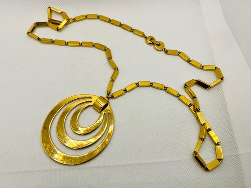 Vintage 1960s MONET Gold Tone Modernist MCM Statement Necklace BOOK Piece - Picture 4 of 10