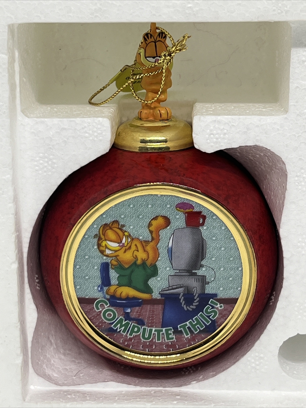 1999 Bradford Exchange Pair Of Garfield Ornaments I Don’t Do Mornings W/tags - Picture 3 of 11