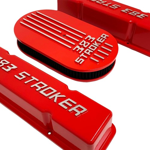 Kit de cubiertas de válvulas y limpiador de aire 383 STROKER, logotipo elevado - ROJO - Ansen EE. UU. - Imagen 2 de 11