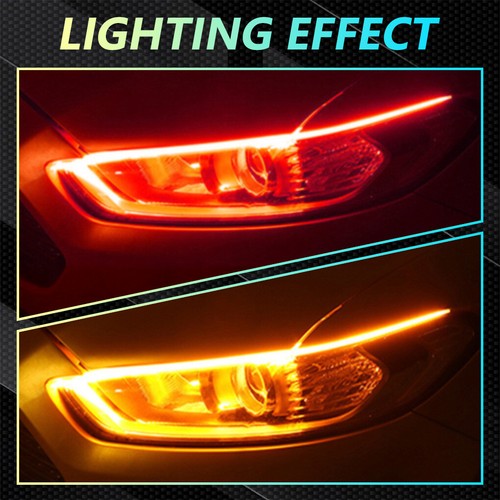 2pcs Slim Amber Red Sequential Flexible LED DRL Turn Signal Strip Auto Headlight - Picture 6 of 12