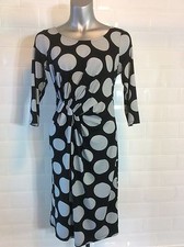 SIZE 10 PER UNA BLACK GREY STRETCH DRESS SPOTS DOTS PARTY WEDDING SPRING