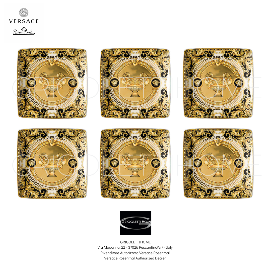 Versace Rosenthal - Prestige Gala - Set 6 Coppette Quadra Piana cm 12x12