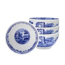 Spode Blue Italian Dip, 4" Set of 4 Porcelain with Oriental Design