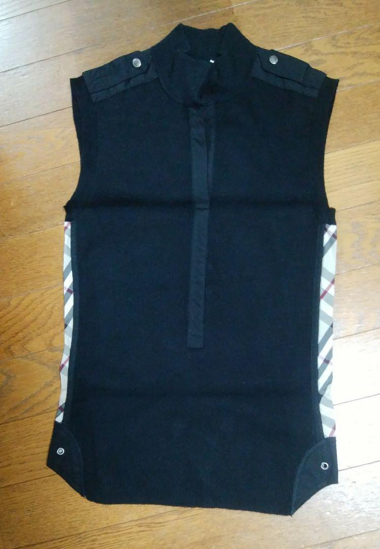 Burberry Nova Check Black Sleeveless Knit Top Size 1 Cotton Blend New