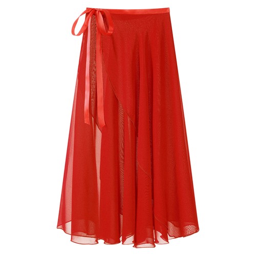 Women's Sheer Lace Up Wrap Dance Skirt Solid Color High Waist Flowy Midi Skirt - Picture 76 of 134