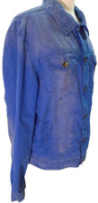 DKNY Womens Jean Jacket Size Large 100 Cotton Distress Faded Look Light Blue