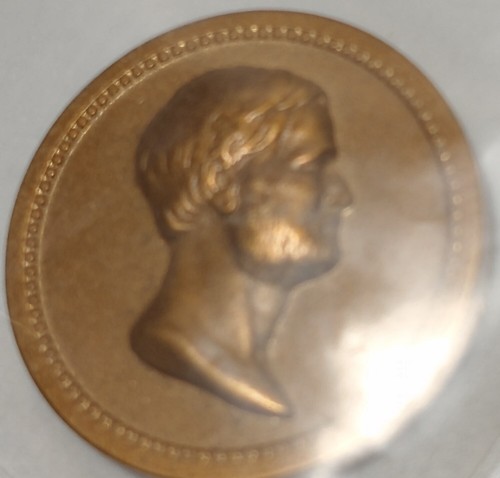 "C"Bronze mini medal (dime size) 2 presidents Washington/Grant on same medal#608 - Picture 2 of 4