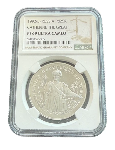 Russia 1992 L Palladium 1 oz 25 Roubles NGC PF69UC Catherine The Great