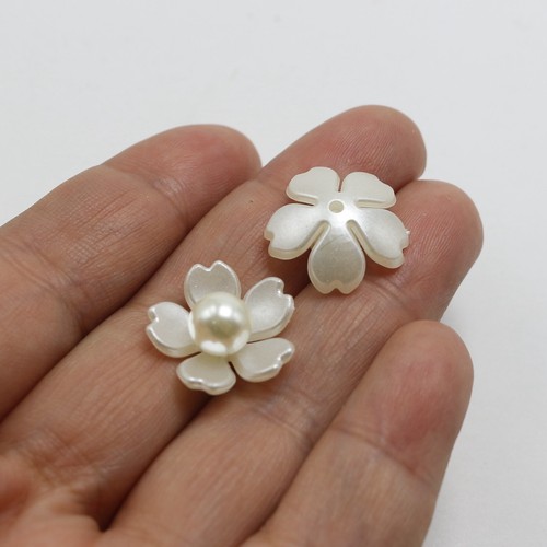 Craft DIY Ivory Pearl Flower-shaped Buttons for Jewelry Making Craft Sewing - Picture 7 of 13