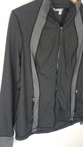 BYLYSE Women's Sz. M Charcoal Grey Zip Front Athletic Jacket W/ Thumb Holes - Picture 3 of 7