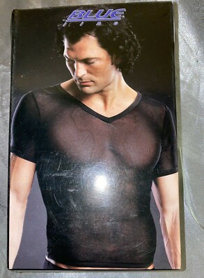 Blue Line V Neck Top Tee Shirt Vest Top Micro Mesh Black in L/XL BLM020 - NIB