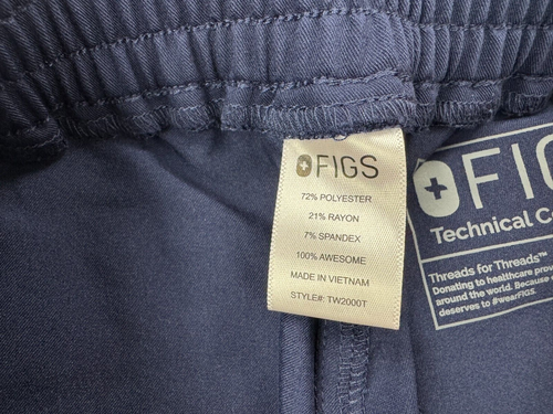 Figs Yola Skinny Scrub Pants Women S Tall EUC Pocket Elastic waist Drawcord Navy - Picture 7 of 16